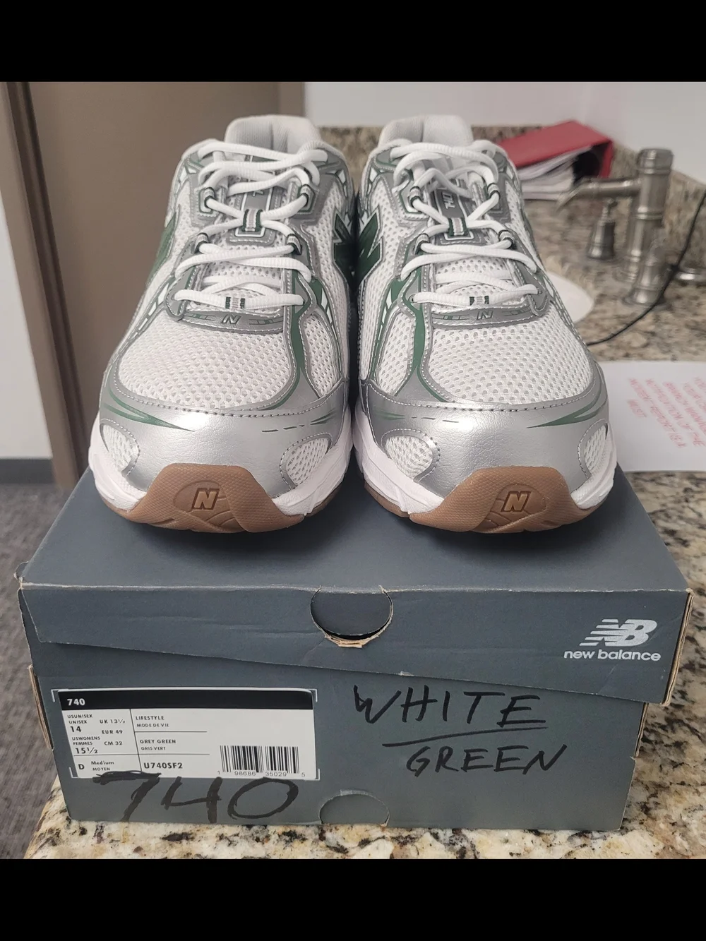 New Balance 740v2 Grey Matter Dark Alpine Green Size 14